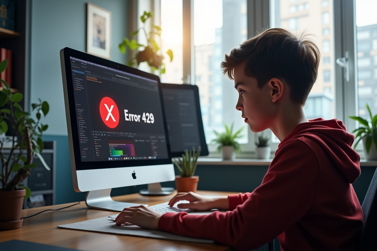 Jeune personne frustrée devant un écran erreur 429 dans Roblox