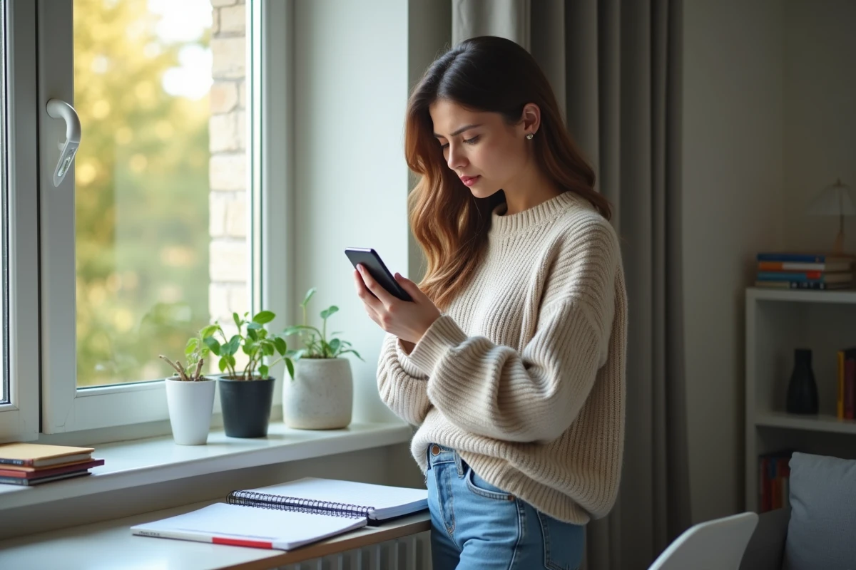 Jeune femme perplexe devant un problème de WiFi à la maison