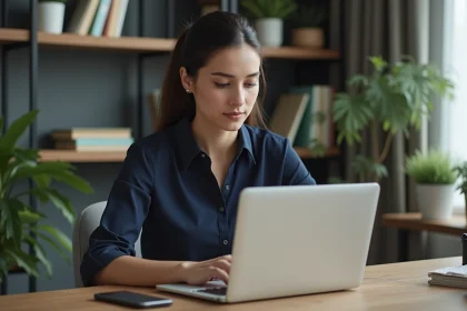 Jeune femme professionnelle travaillant à domicile