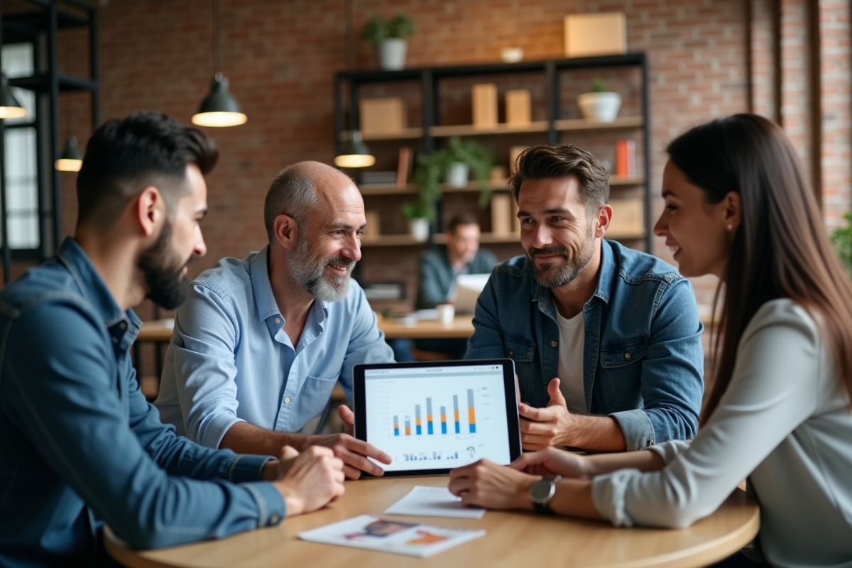 Groupe diversifié de professionnels collaborant en coworking