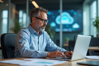 Homme d affaires au bureau moderne en réunion