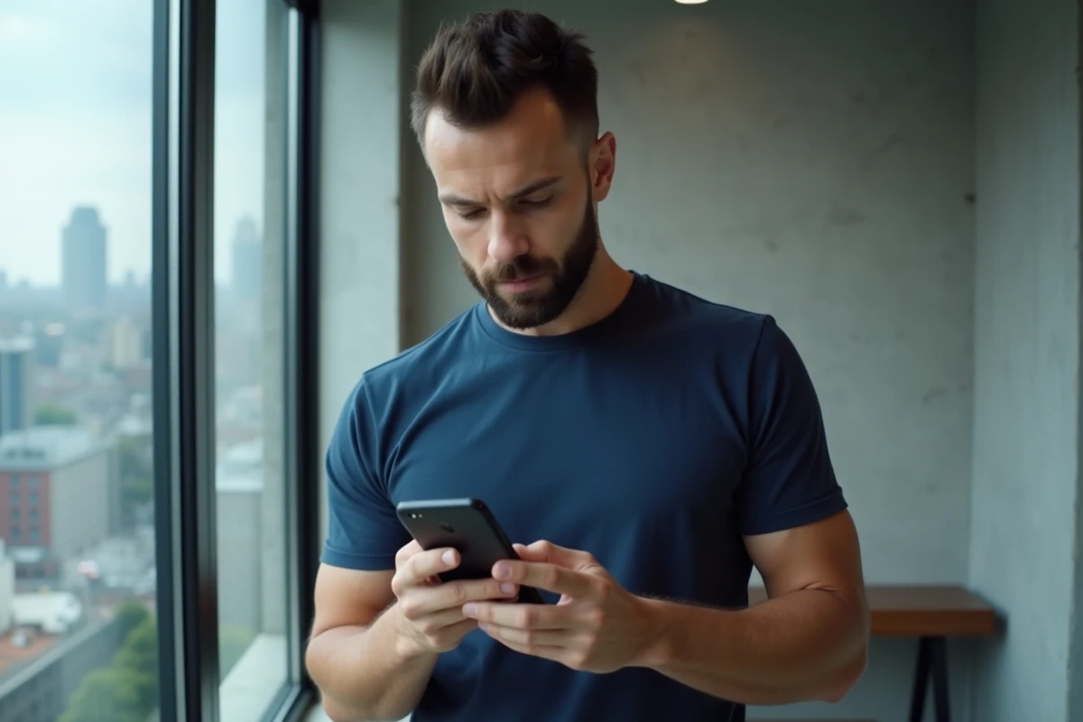 Homme inclinant son smartphone Android pour activer la rotation d'écran et tester le Do a Barrel Roll