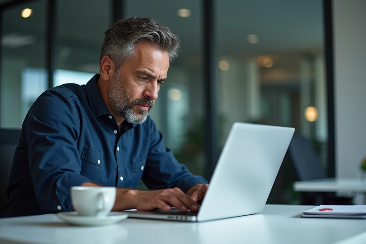 Homme cherchant un programme introuvable dans l'explorateur de fichiers Windows pour créer un raccourci bureau