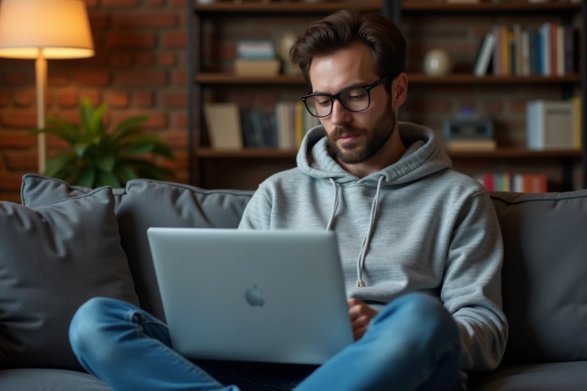 Homme configurant Thunderbird avec les paramètres IMAP du webmail Créteil depuis son domicile